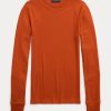 Turuncu Kadın Ralph Lauren Ribbed Süet Kenarlı Uzun Kollu Tişörtler