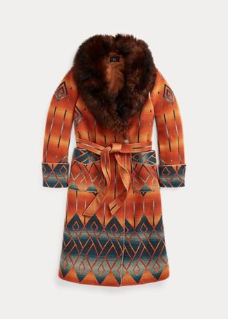 Turuncu Kadın Ralph Lauren Shearling Yaka Jakarlı Montlar