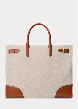 Vanilya/Lauren Tan Kadın Ralph Lauren Kanvas Büyük Devyn Tote Çantalar