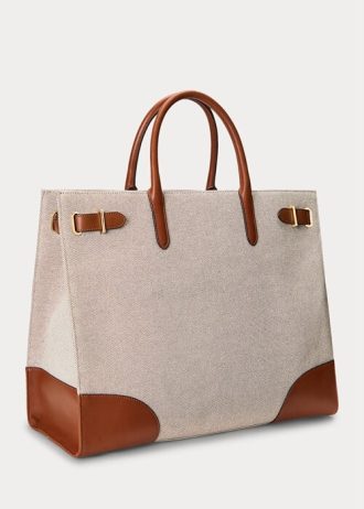 Vanilya/Lauren Tan Kadın Ralph Lauren Kanvas Büyük Devyn Tote Çantalar