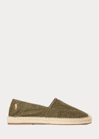Yeşil Erkek Ralph Lauren Cevio Yıkanmış Kanvas Espadril