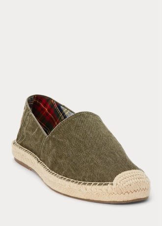 Yeşil Erkek Ralph Lauren Cevio Yıkanmış Kanvas Espadril