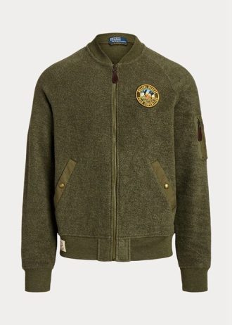 Yeşil Erkek Ralph Lauren Fırçalanmış Polar Bomber Ceketler