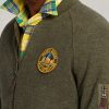 Yeşil Erkek Ralph Lauren Fırçalanmış Polar Bomber Ceketler Yeşil Erkek Ralph Lauren Fırçalanmış Polar Bomber Ceketler