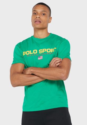 Yeşil Erkek Ralph Lauren Logolu Yuvarlak Yaka Tişörtler