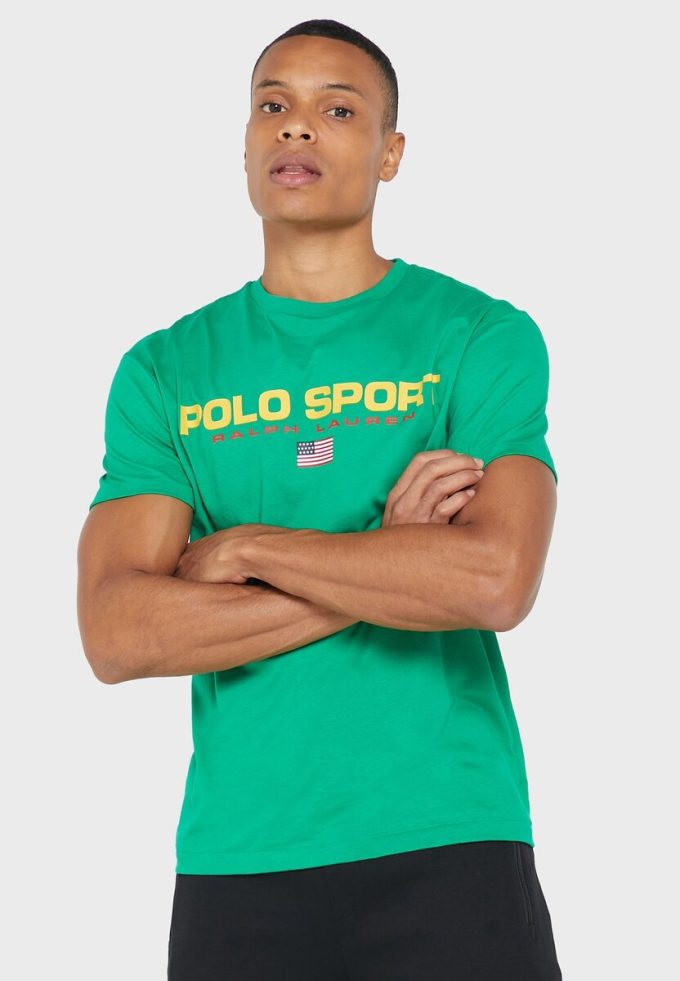 Yeşil Erkek Ralph Lauren Logolu Yuvarlak Yaka Tişörtler
