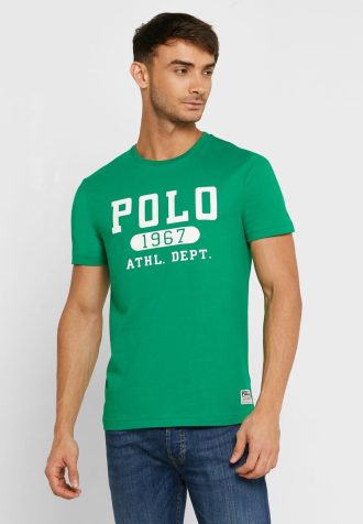 Yeşil Erkek Ralph Lauren Logolu Yuvarlak Yaka Tişörtler