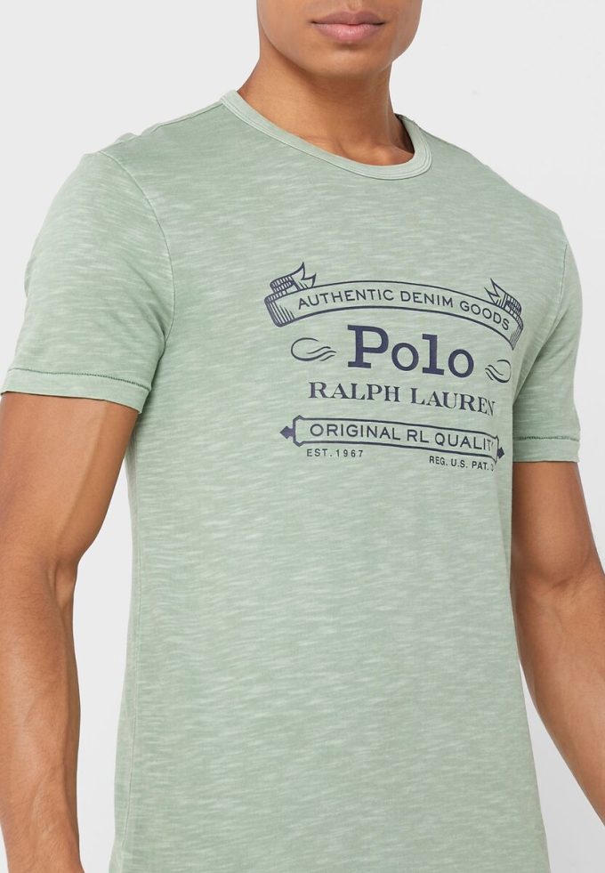 Yeşil Erkek Ralph Lauren Logolu Yuvarlak Yaka Tişörtler