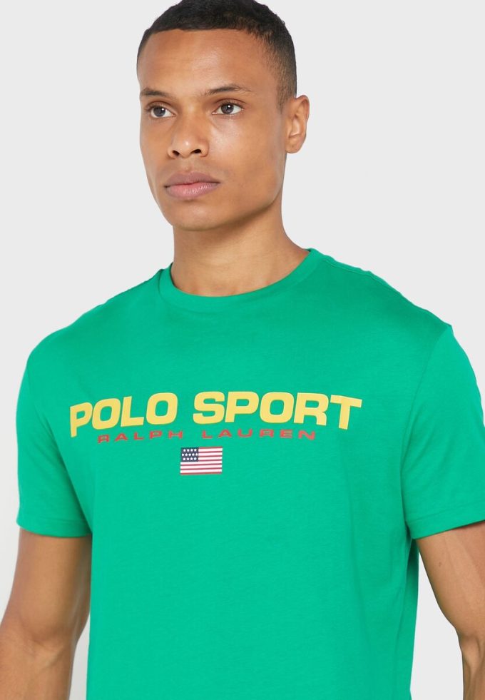 Yeşil Erkek Ralph Lauren Logolu Yuvarlak Yaka Tişörtler