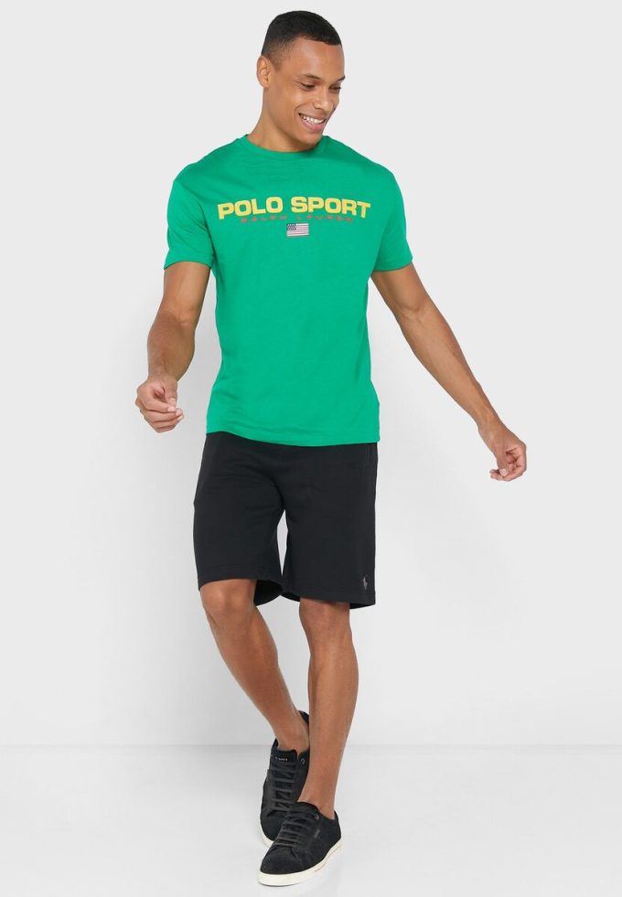 Yeşil Erkek Ralph Lauren Logolu Yuvarlak Yaka Tişörtler