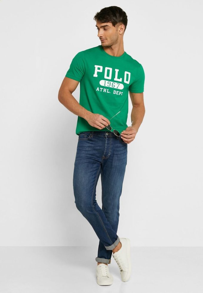 Yeşil Erkek Ralph Lauren Logolu Yuvarlak Yaka Tişörtler