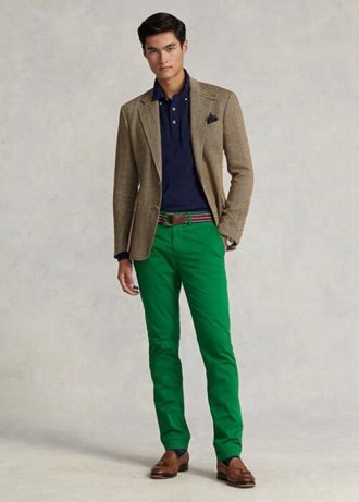 Yeşil Erkek Ralph Lauren Streç Slim Fit Chino Pantolon