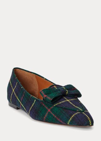 Yeşil Kadın Ralph Lauren Ashtyn Ekose Yün Sivri Loafer’lar