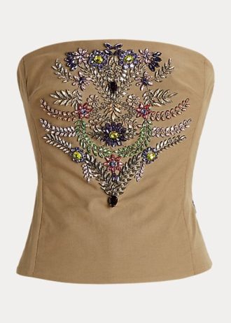 Yeşil Kadın Ralph Lauren Cailin Süslemeli Pamuklu Büstiyer Üstler