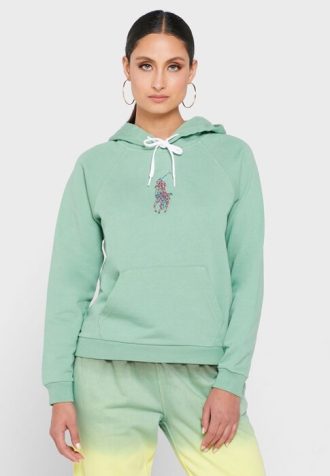Yeşil Kadın Ralph Lauren Cep Detaylı Örme Kapüşonlu Üst