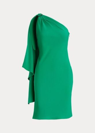 Yeşil Kadın Ralph Lauren Georgette Tek Omuzlu Kokteyl Elbisesi