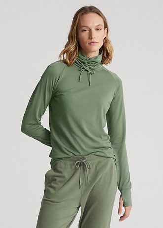 Yeşil Kadın Ralph Lauren Huni Yaka Jersey Sweatshirt