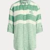 Yeşil Kadın Ralph Lauren Çizgili Büyük Boy Keten Gömlekler Yeşil Kadın Ralph Lauren Çizgili Büyük Boy Keten Gömlekler