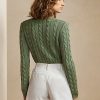 Yeşil Kadın Ralph Lauren Kablo Örgü İpek Yuvarlak Yaka Kazaklar Yeşil Kadın Ralph Lauren Kablo Örgü İpek Yuvarlak Yaka Kazaklar