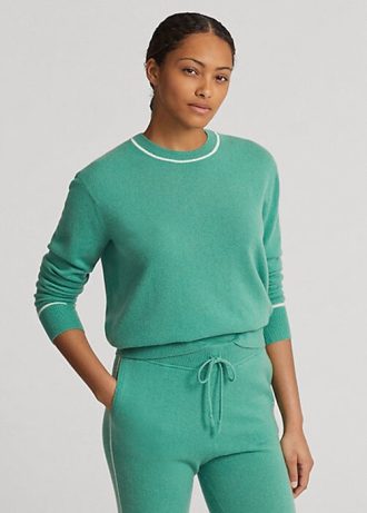 Yeşil Kadın Ralph Lauren Kaşmir Yuvarlak Yaka Kazaklar