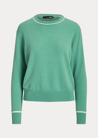 Yeşil Kadın Ralph Lauren Kaşmir Yuvarlak Yaka Kazaklar