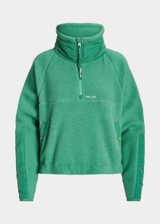Yeşil Kadın Ralph Lauren Ripstop-trim Yüksek Tüylü Polar Kazak Sweatshirt