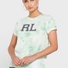 Yeşil Kadın Ralph Lauren Yuvarlak Yaka Grafik Tişörtler