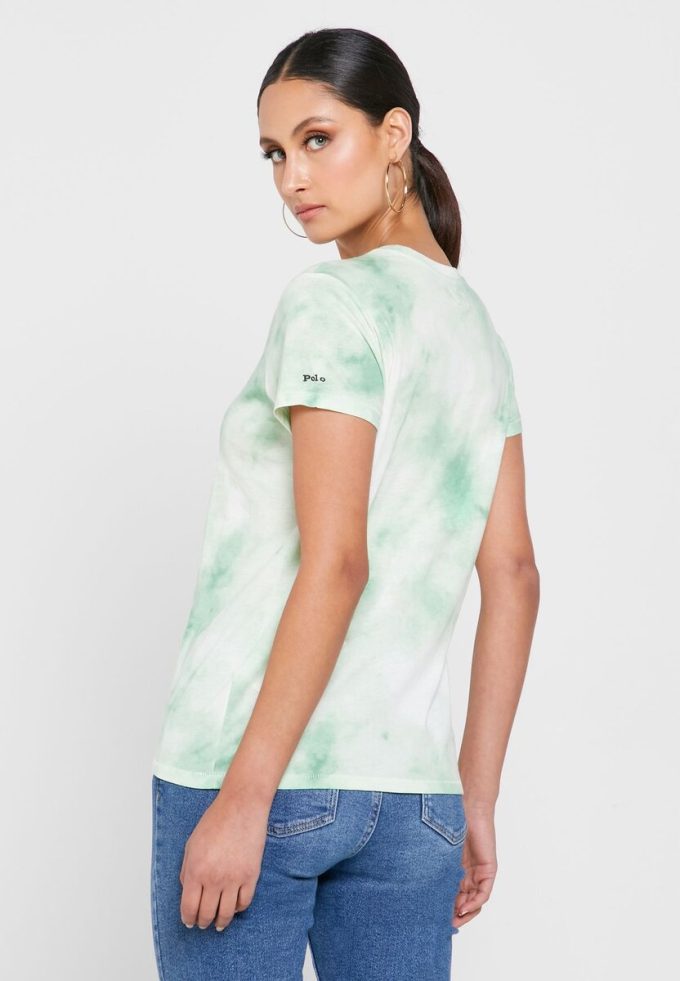 Yeşil Kadın Ralph Lauren Yuvarlak Yaka Grafik Tişörtler
