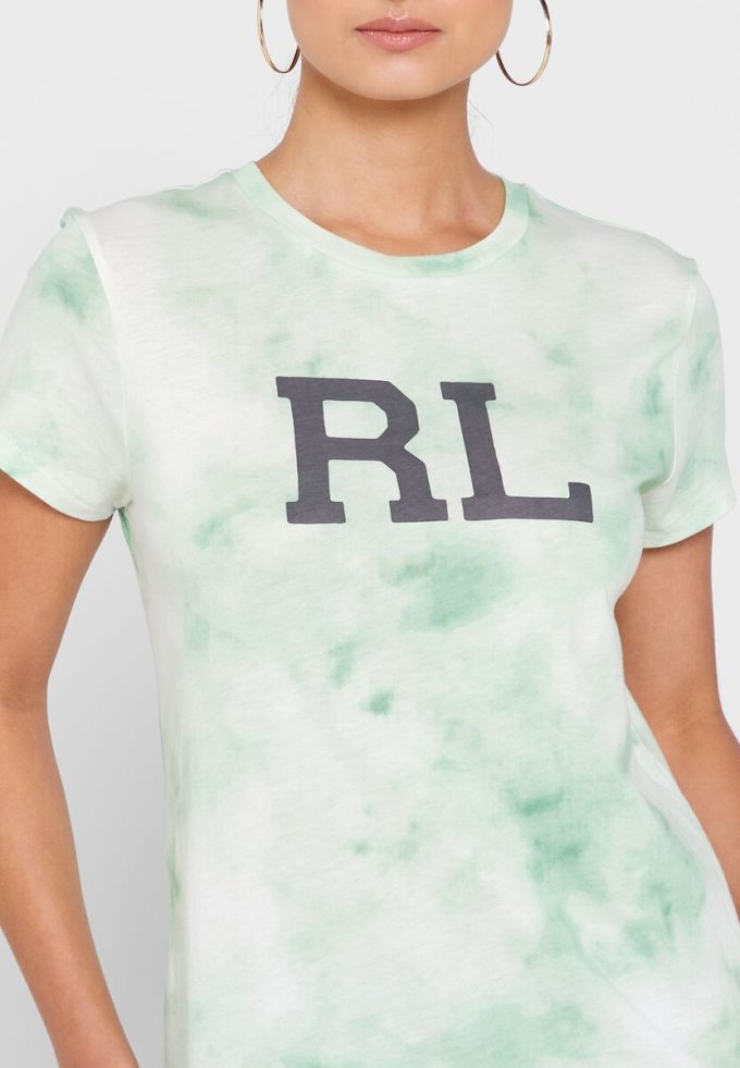 Yeşil Kadın Ralph Lauren Yuvarlak Yaka Grafik Tişörtler