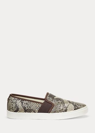 Yılan Kadın Ralph Lauren Jinny Kabartmalı Deri Slip-On Spor Ayakkabı Yılan Kadın Ralph Lauren Jinny Kabartmalı Deri Slip-On Spor Ayakkabı